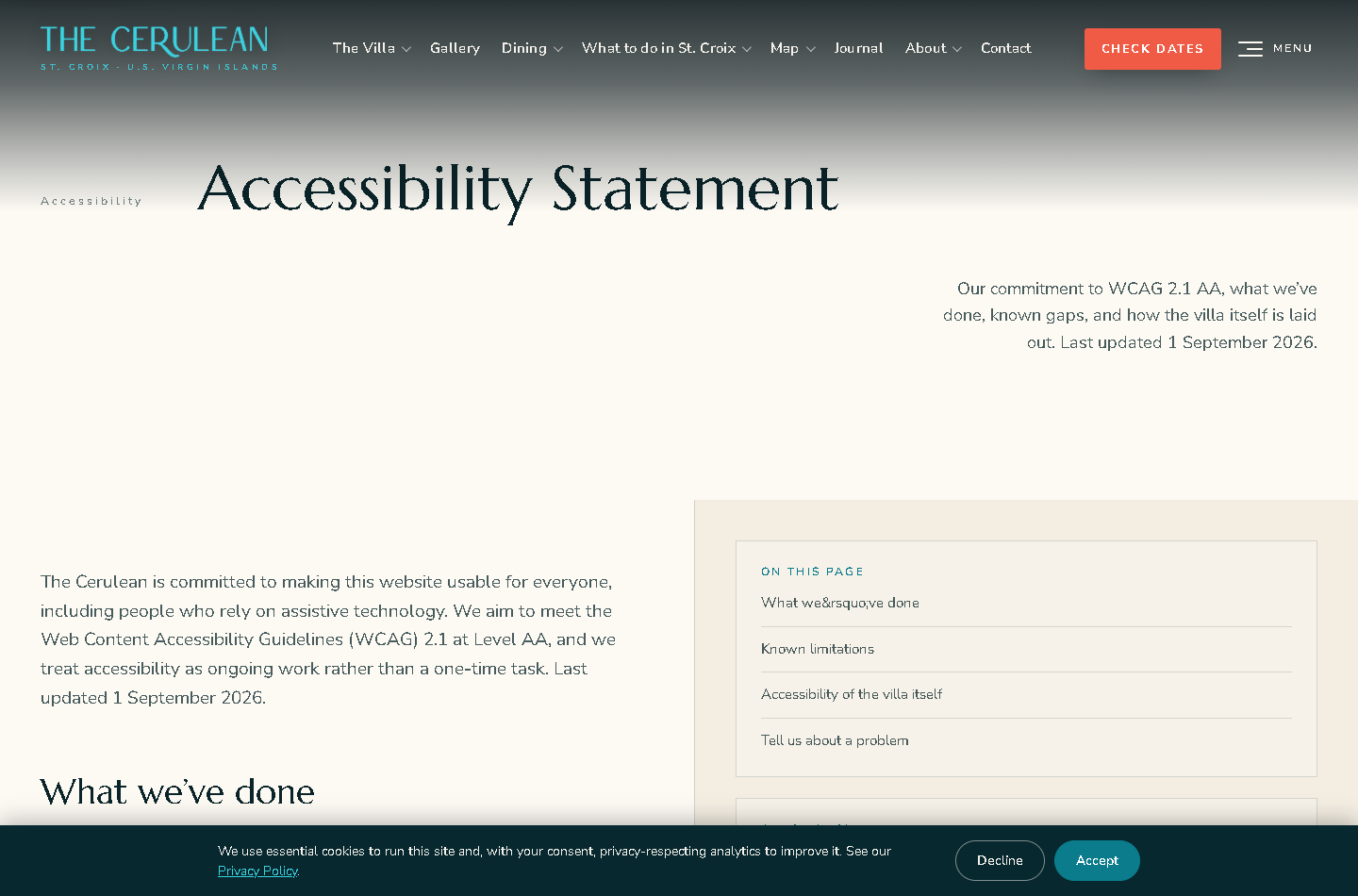 The new Accessibility Statement page