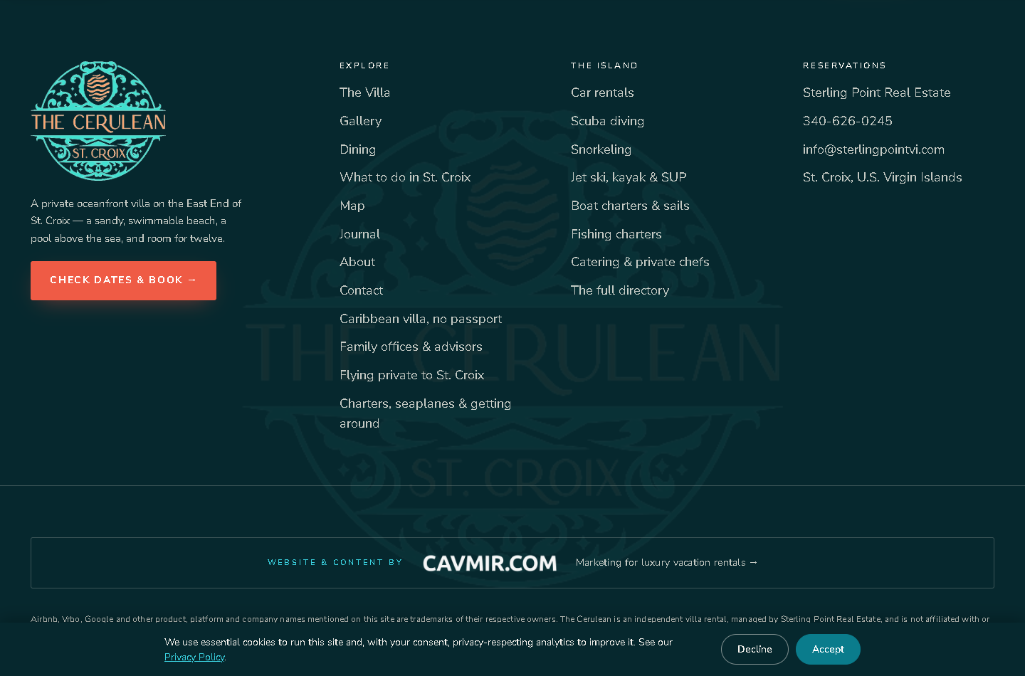 Site footer with trademark disclaimer and legal links